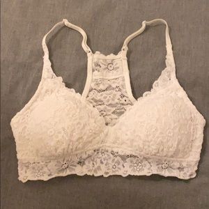 Aerie White Floral Lace Padded Bralette